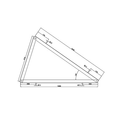 35° Trikampis, skirtas horizontaliam montavimui